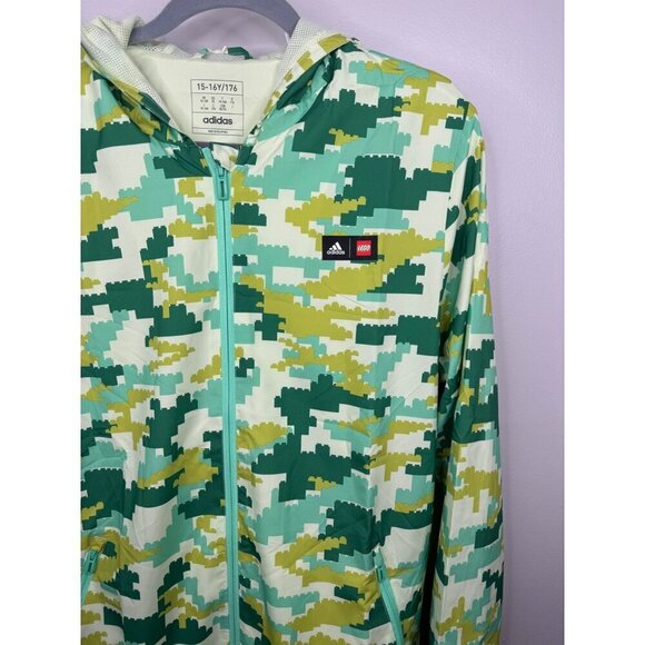 NWT Adidas x LEGO PLAY Windbreaker in Core Green / Halo Youth XL 15-16 Years - Picture 5 of 6